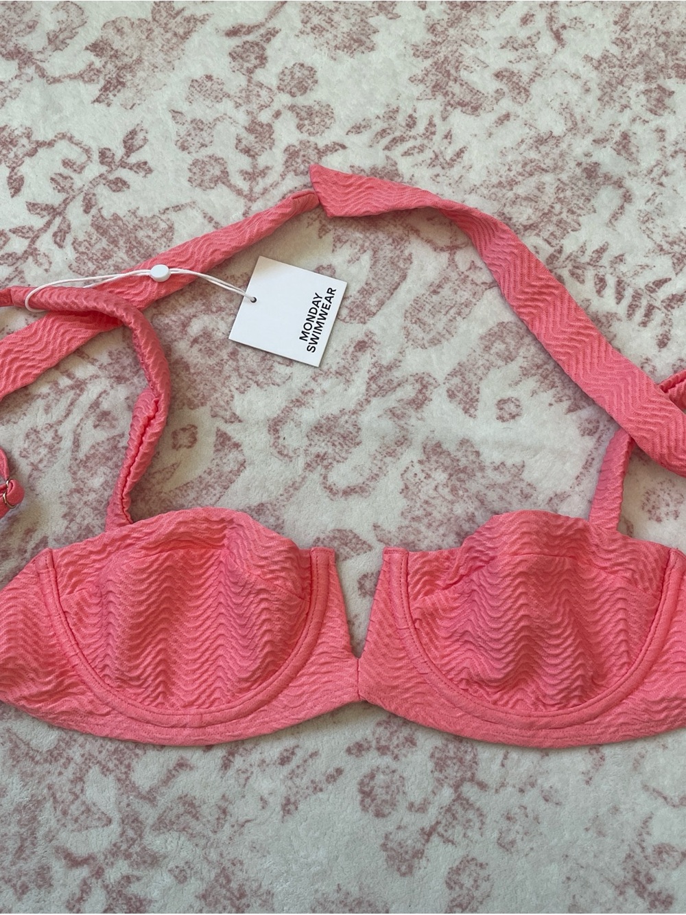 Monday Swimwear Coral Pink Textured Underwire Bikini Top